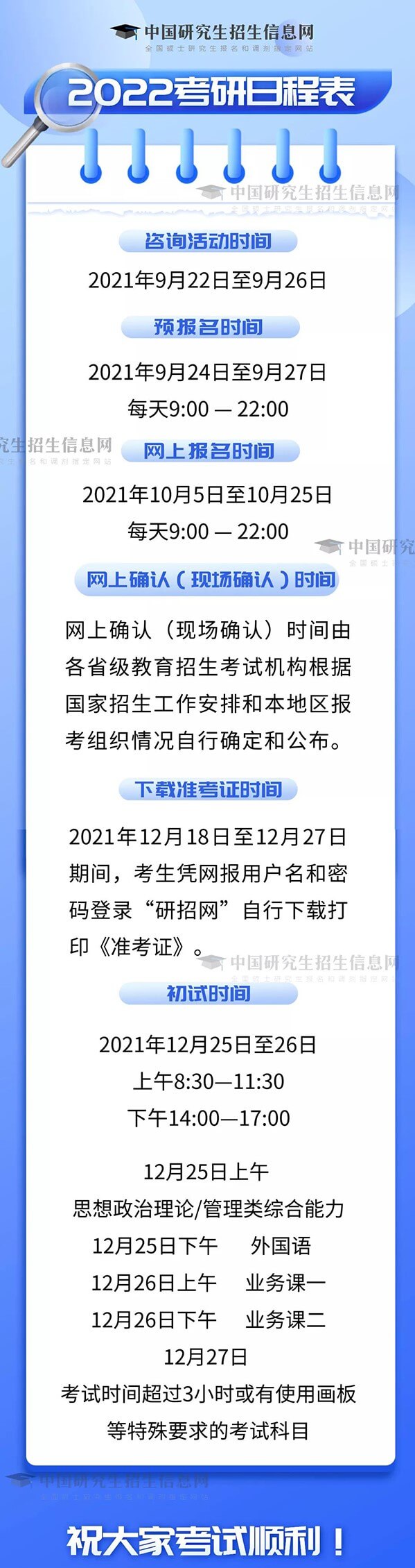 2022年考研日程表 2022年考研日程表