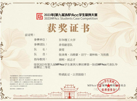 華東理工大學在第九屆全國MPAcc學生案例大賽中斬獲佳績