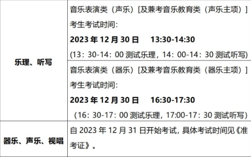 2024年音樂類專業統考溫馨提示