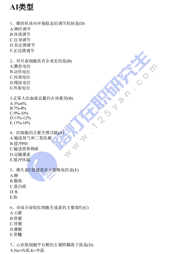 2024年同等學力申碩考試臨床醫學（西醫綜合）真題及答案 (回憶版)