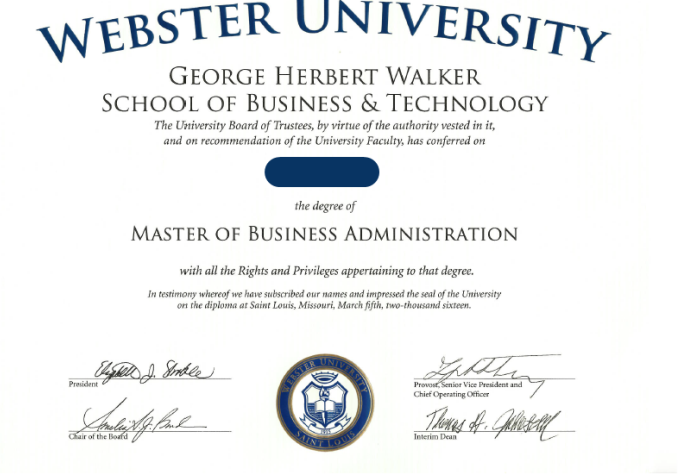 中外合作辦學學位證書樣本